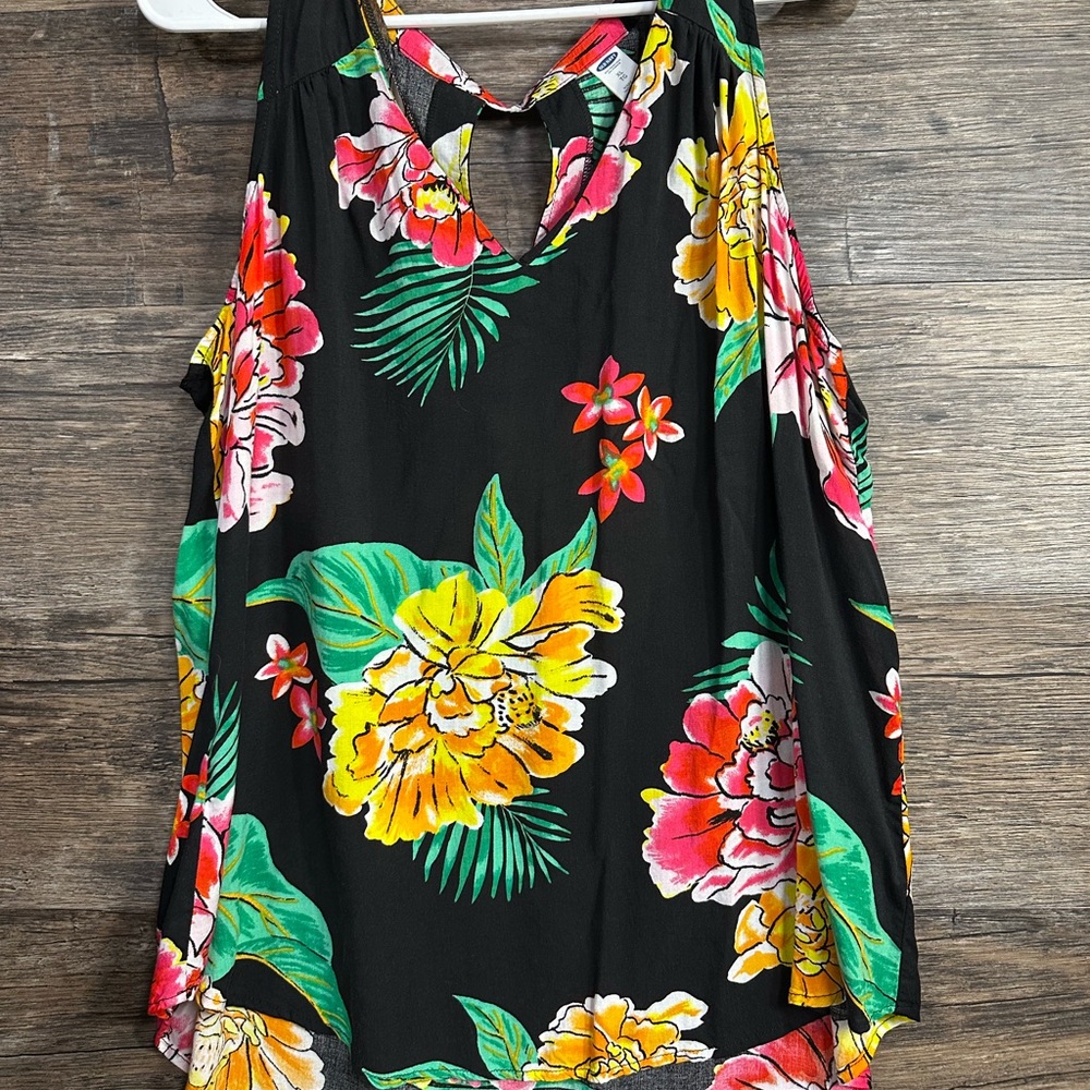 Old Navy Floral Tank Top - Black,‎ Yellow, Green, Red